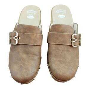 Dr. Scholls classic clog womens sz 8 brown shoes platform mule comfort